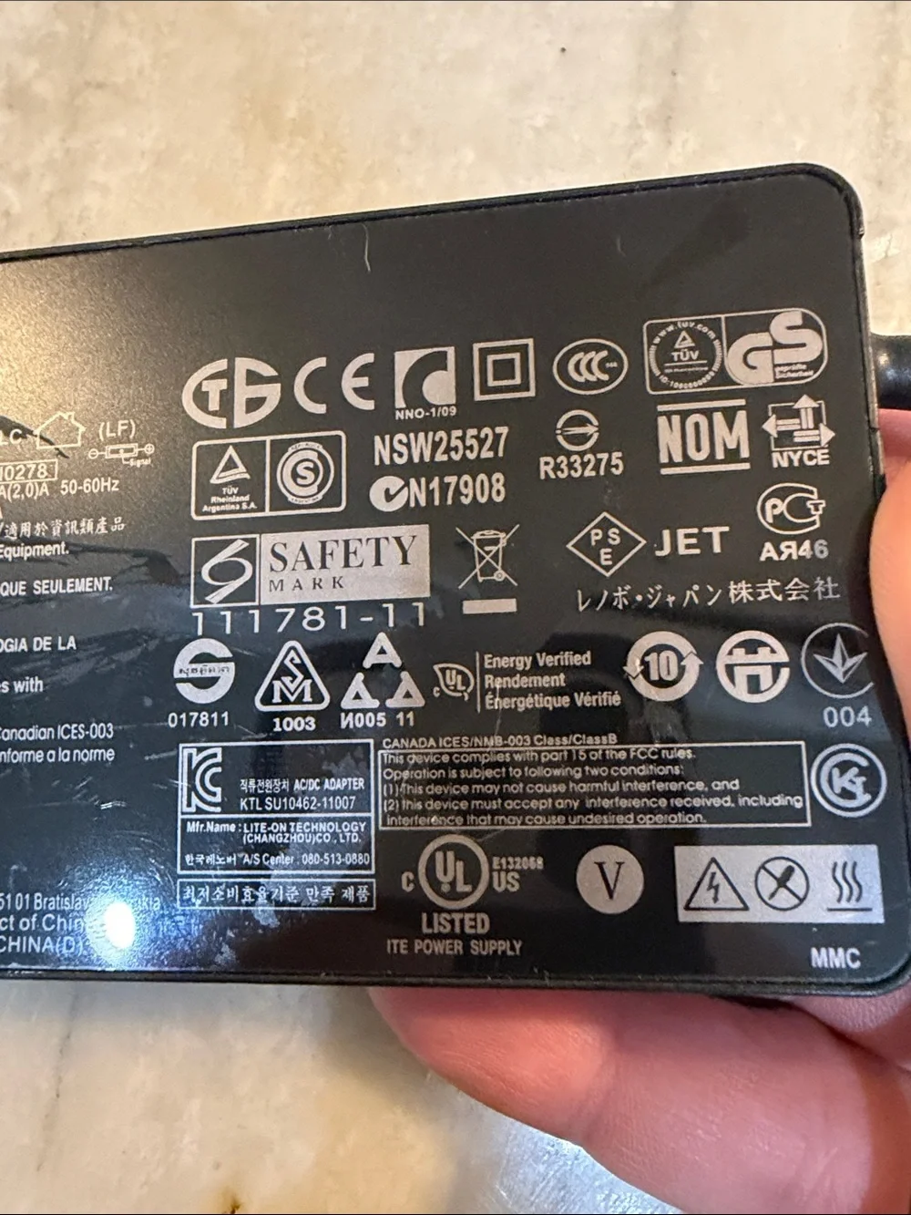 Lenovo 65W AC adapter, model PA-1650-37LC. Thinkpad Yoga Idea Pad